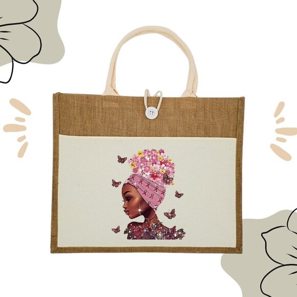 Custom Canvas Tote Bag, Large Size - Fashion Theme #6 - Cream Tote or Black Tote - Picture 2 of 16